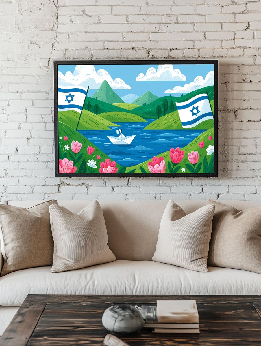 Israeli Landscape Illustration Poster. — room view 1