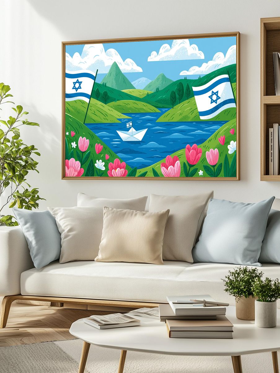 Israeli Landscape Illustration Poster. — room view 2