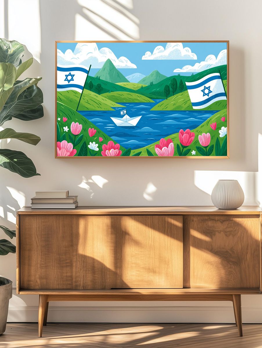 Israeli Landscape Illustration Poster. — room view 3