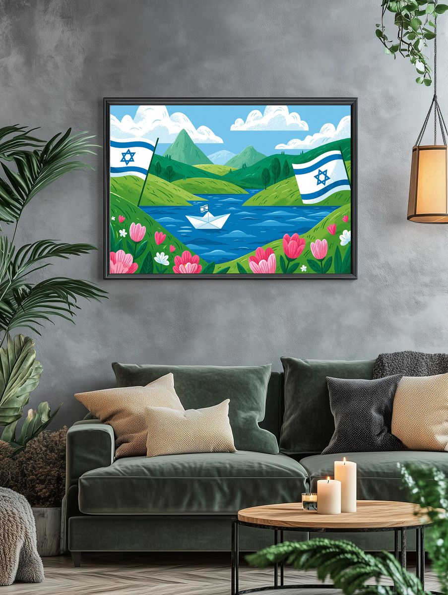Israeli Landscape Illustration Poster. — room view 4