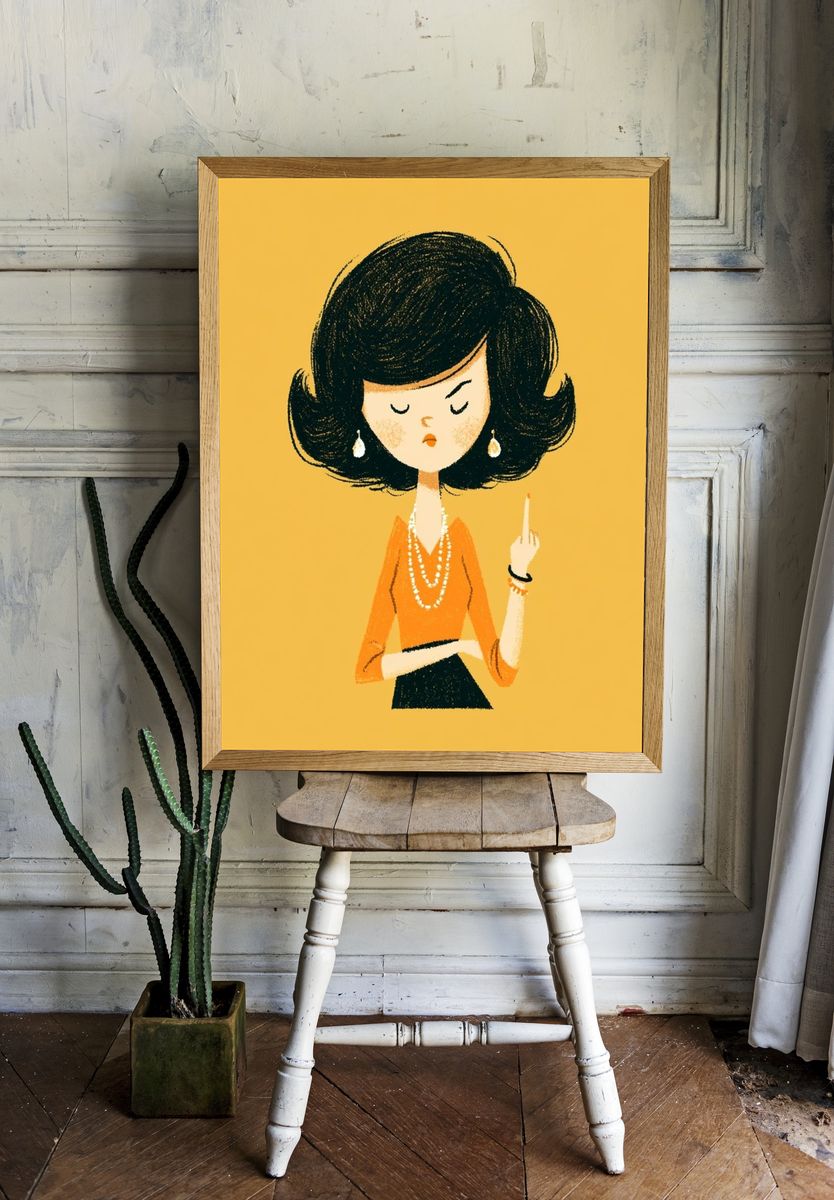 Stylish Woman Illustration Poster. — room view 1