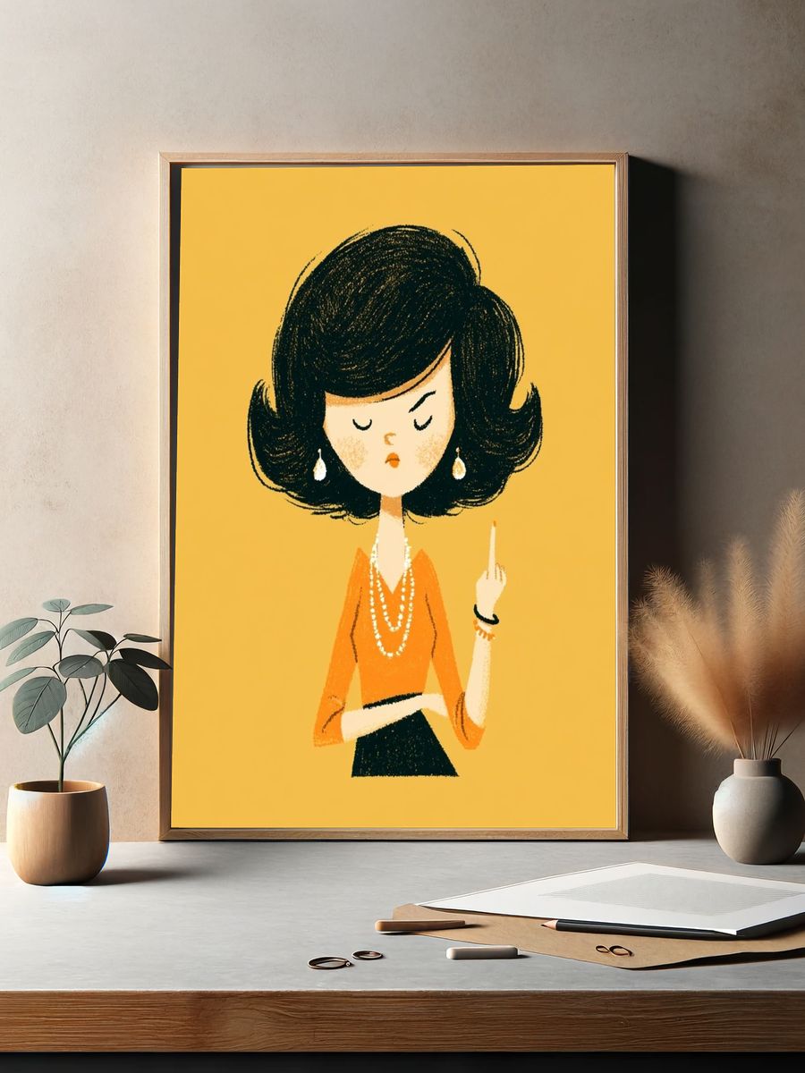 Stylish Woman Illustration Poster. — room view 2