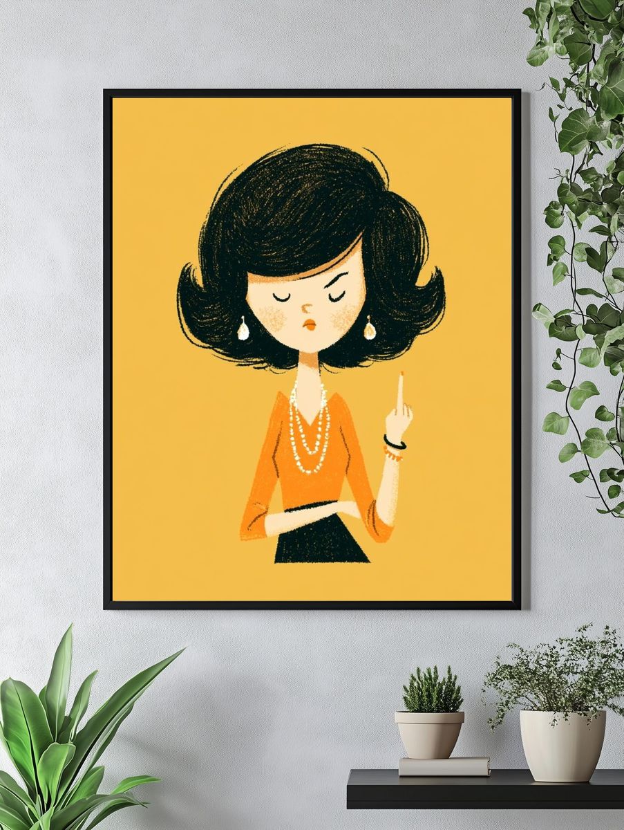 Stylish Woman Illustration Poster. — room view 4