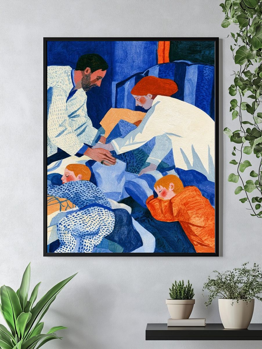 Family Bedtime Illustration Print. — room view 4