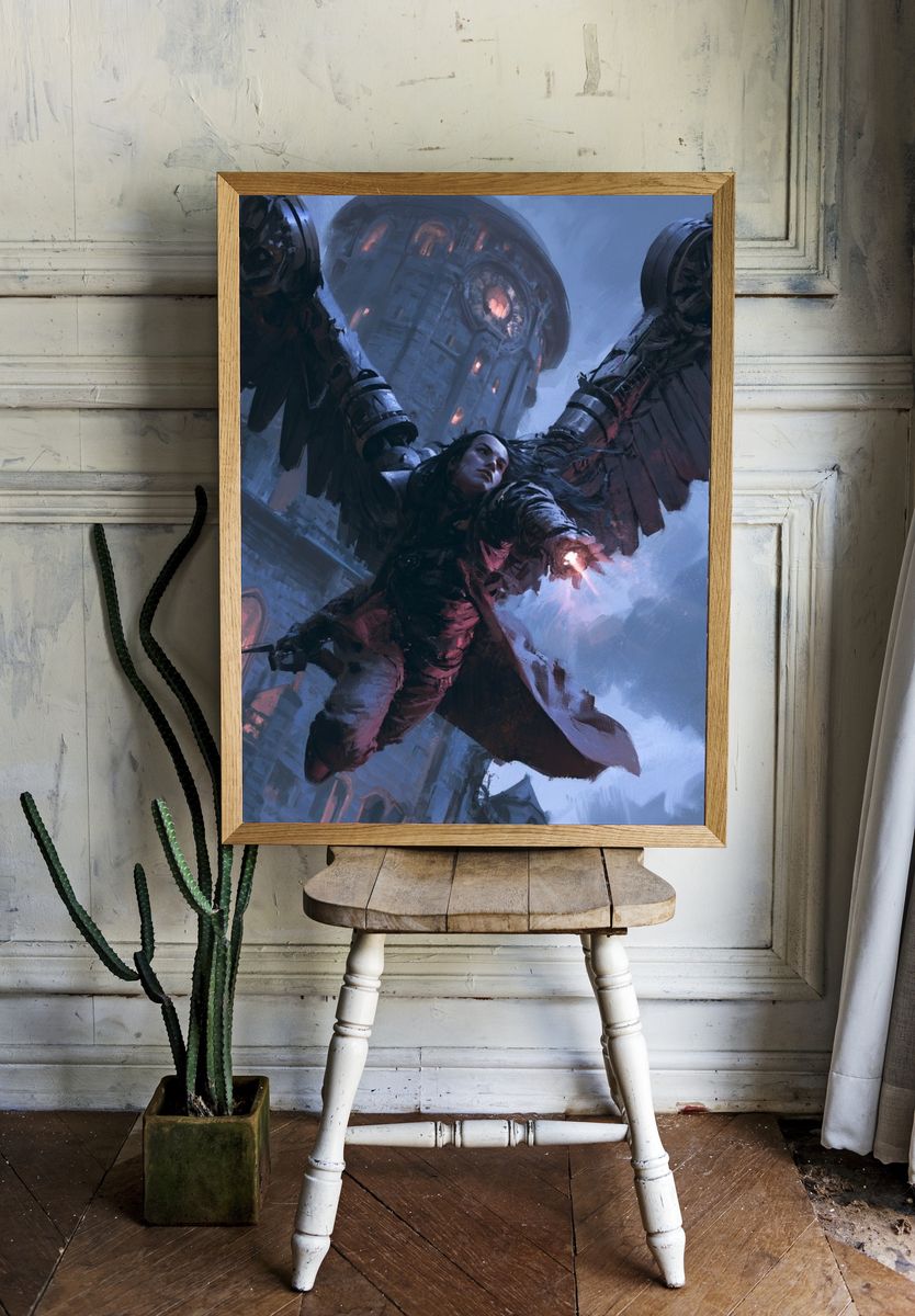 Winged Warrior — Fantasy Illustration Print. room preview
