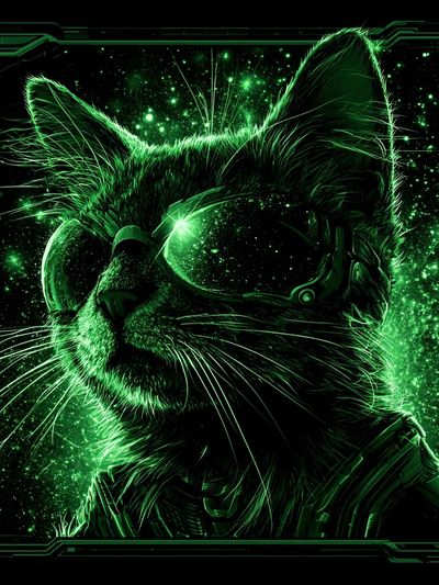 Cyber Cat Portrait Poster.