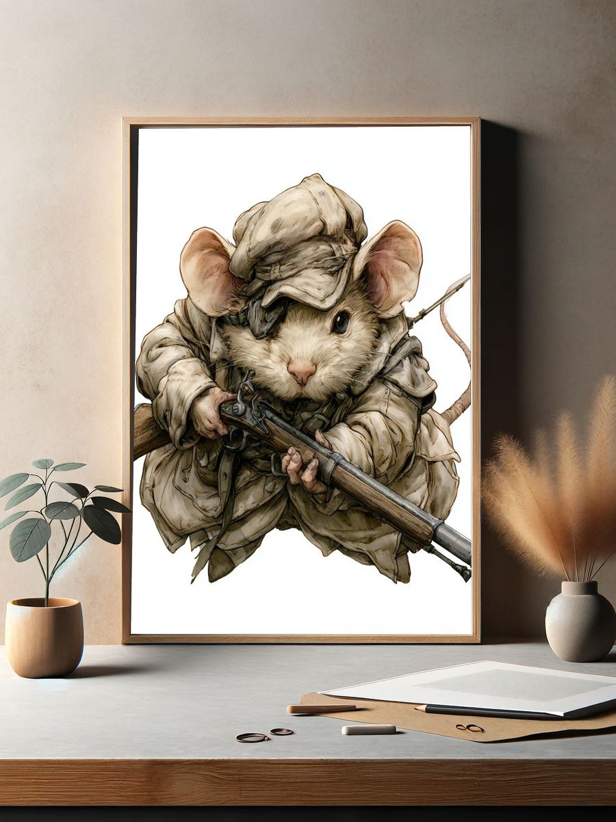 Mouse Hunter Illustration Poster. — room view 2