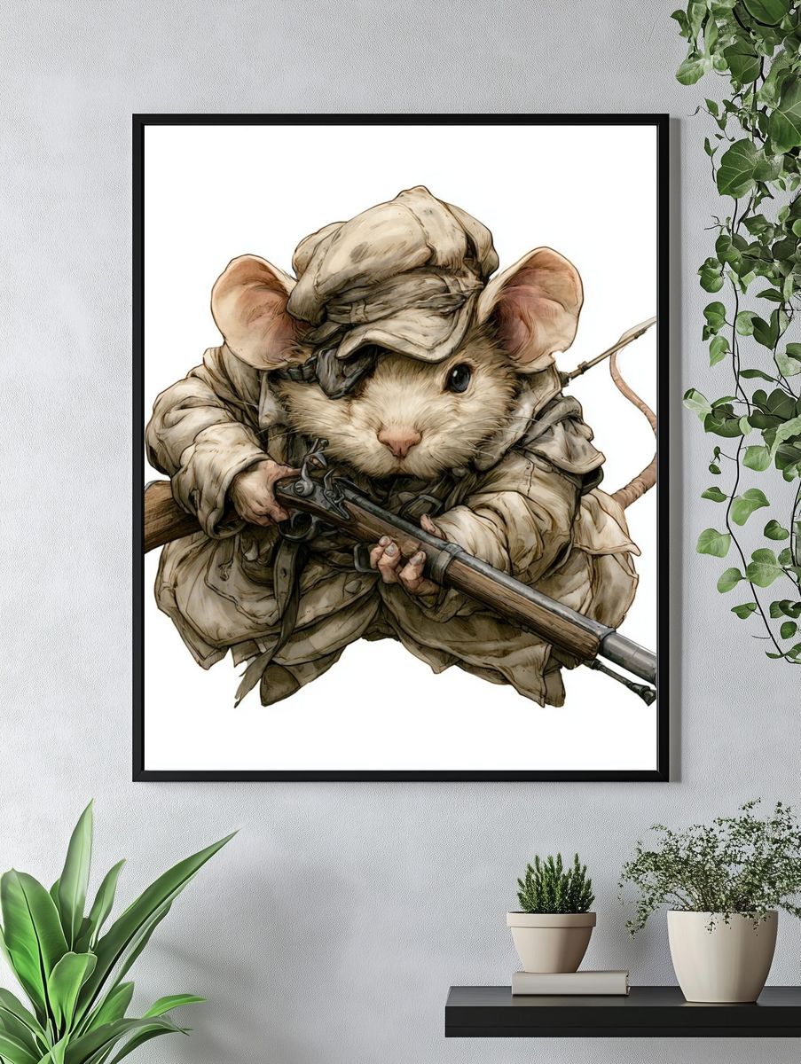 Mouse Hunter Illustration Poster. — room view 4