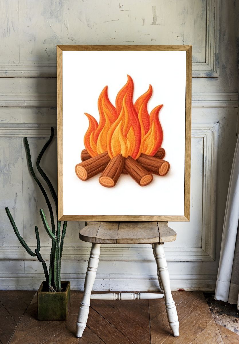 Campfire Illustration Poster. room preview