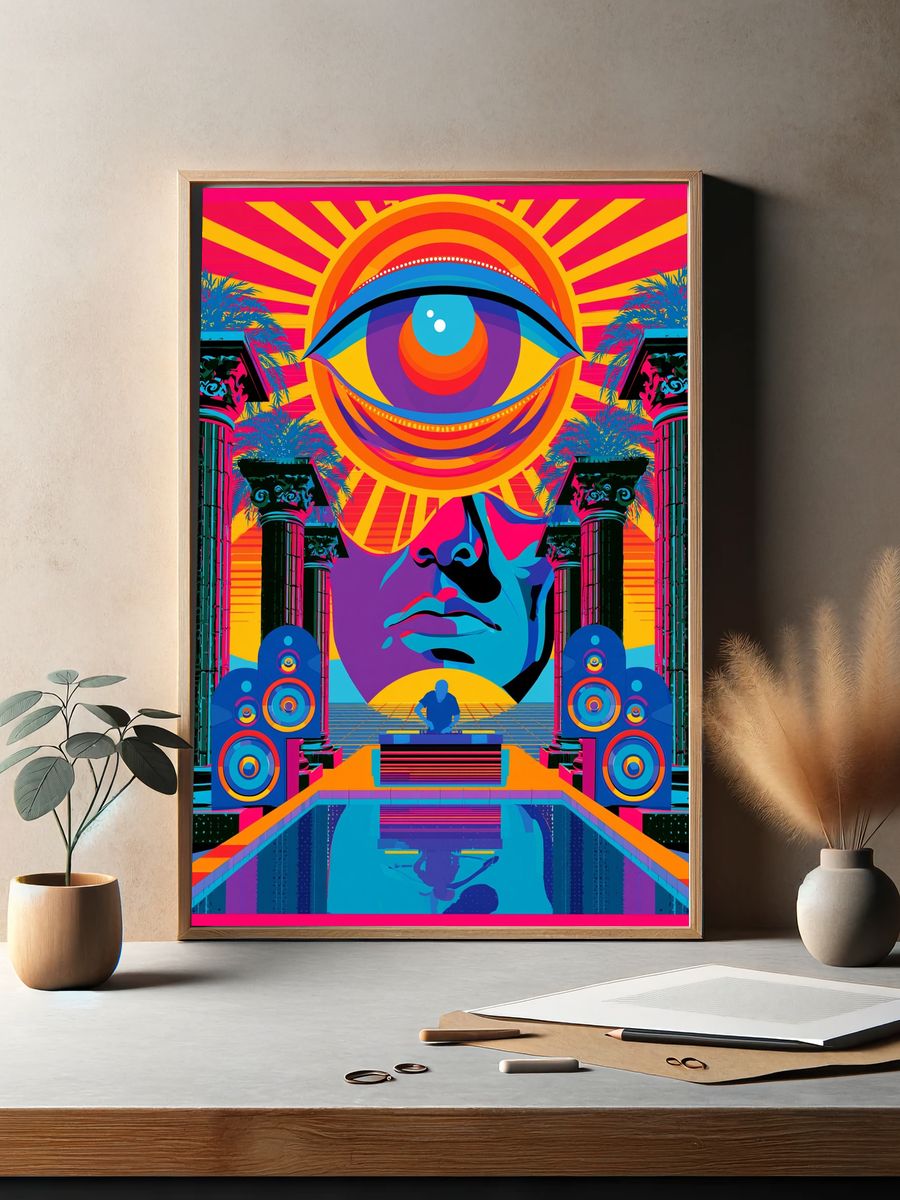 Neon Eye Temple Poster. — room view 2