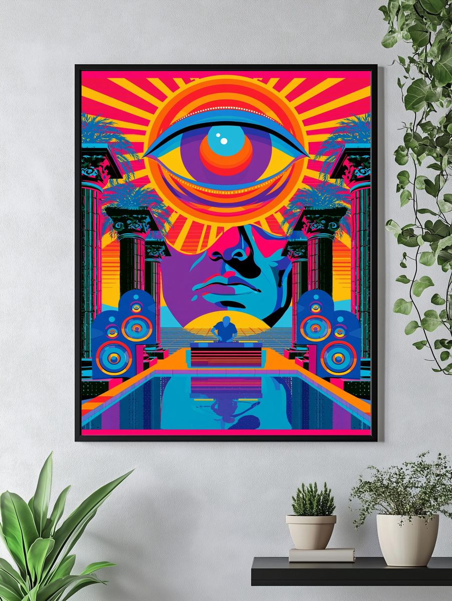 Neon Eye Temple Poster. — room view 4