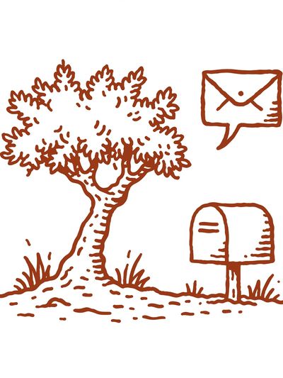 Tree and Mailbox Line Art Poster. poster