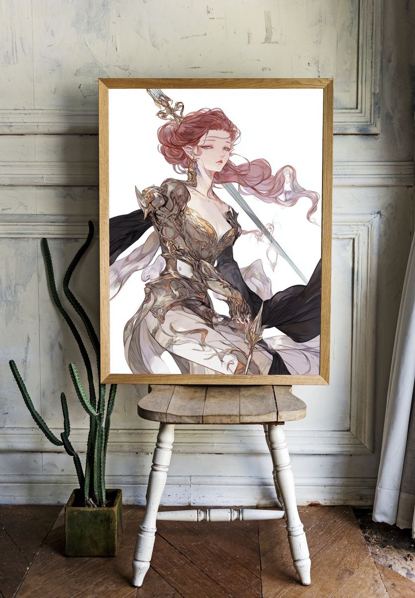 Fantasy Warrior Portrait Print. — room view 1