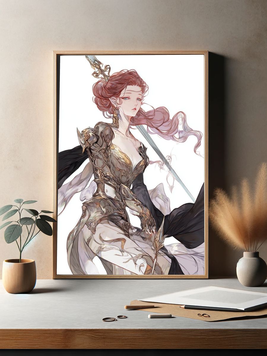 Fantasy Warrior Portrait Print. — room view 2