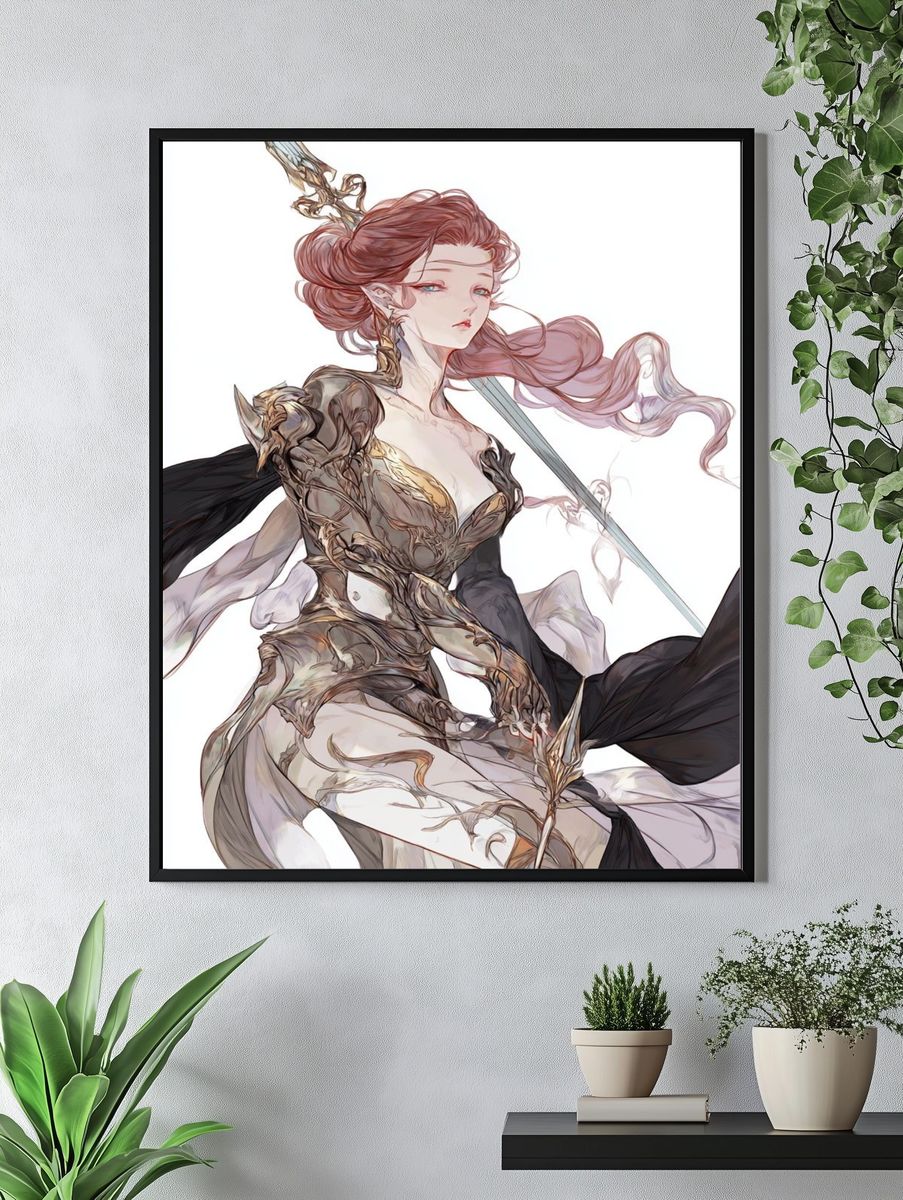 Fantasy Warrior Portrait Print. — room view 4