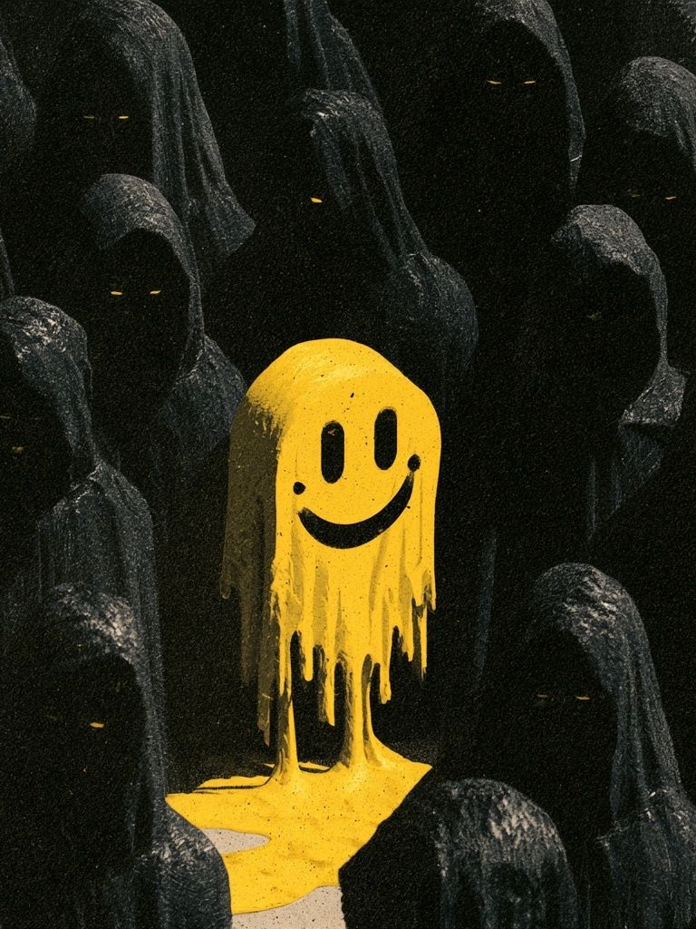 Smiling Ghost Crowd Illustration Poster. poster — illustration art