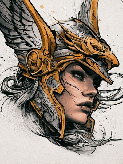 Winged Warrior Portrait Print.
