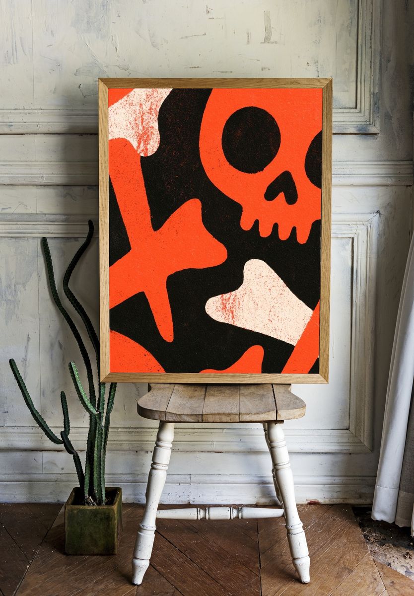 Skull Graffiti Abstract Poster. — room view 1