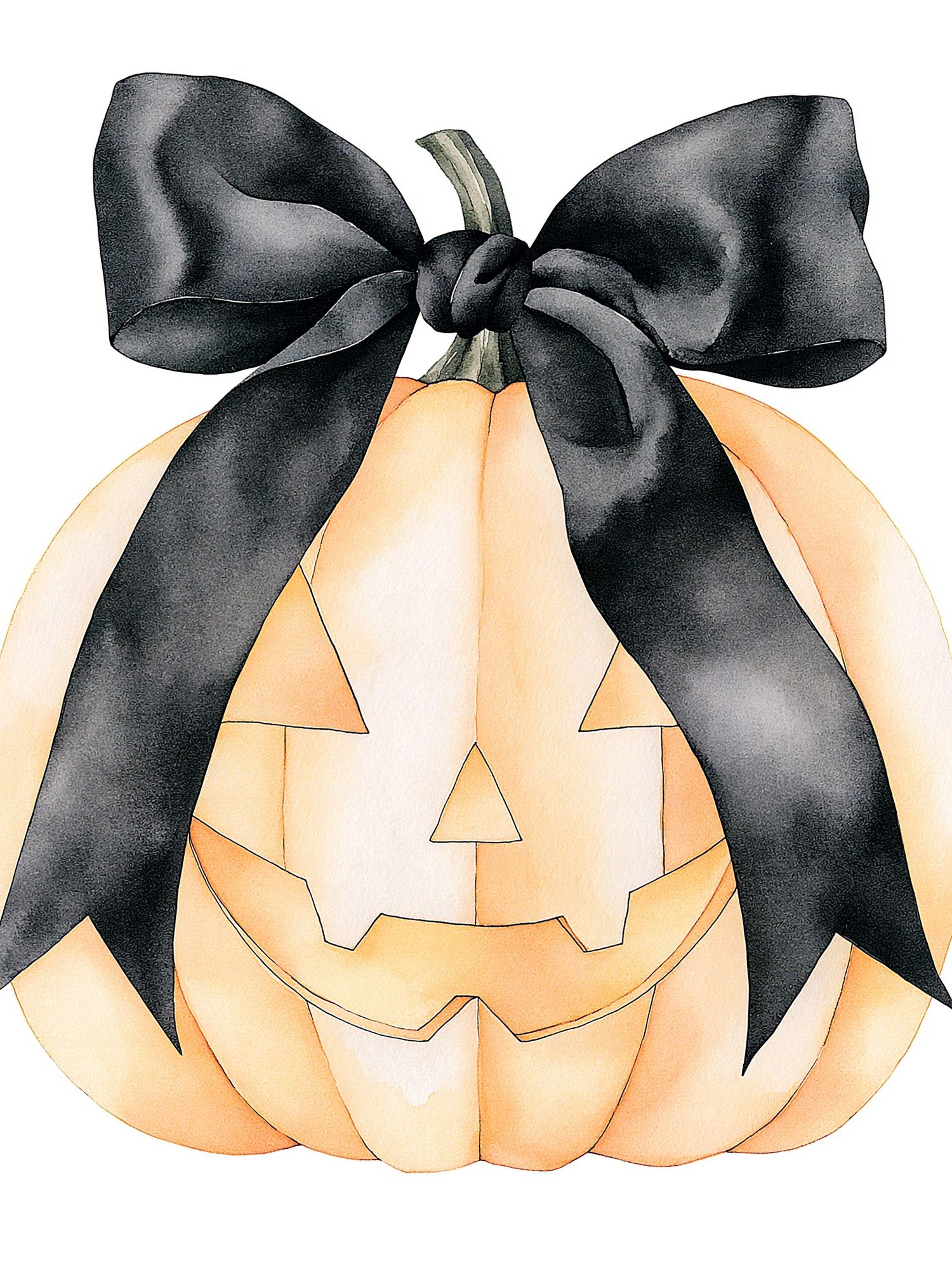 Black Bow Pumpkin Illustration Print. poster detail
