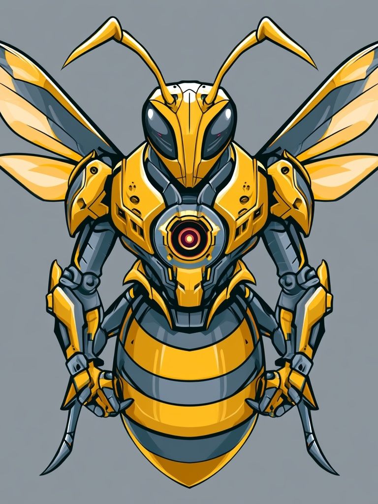 Robotic Wasp Illustration Poster. poster detail