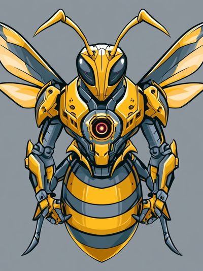 Robotic Wasp Illustration Poster. poster
