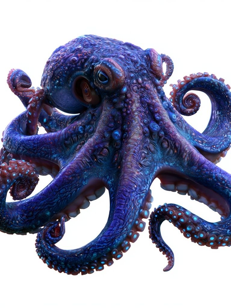 Blue Octopus Illustration Poster. poster detail