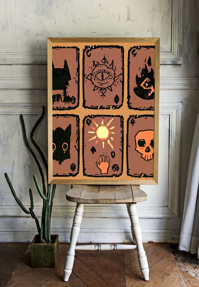 Tarot Card Symbols Illustration Poster. room preview