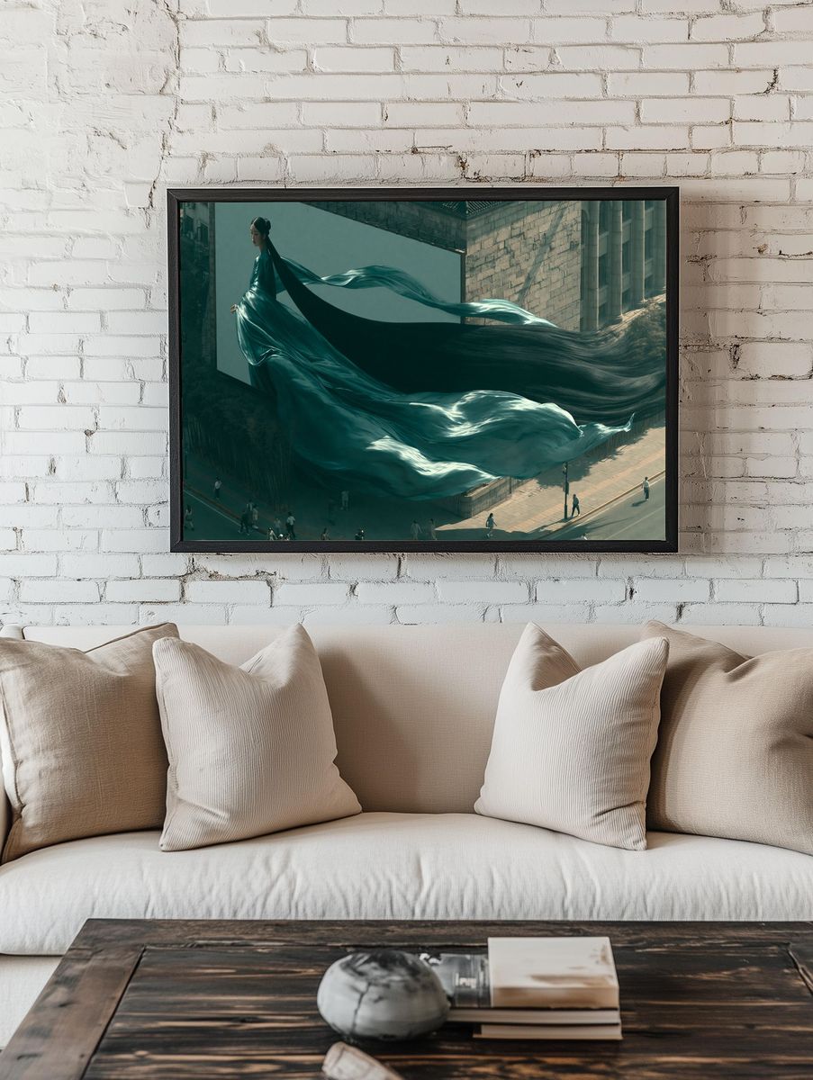 Surreal City Fashion Print. room preview