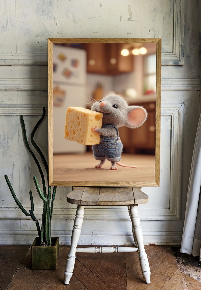 Cheese Mouse Illustration Poster. — room view 1