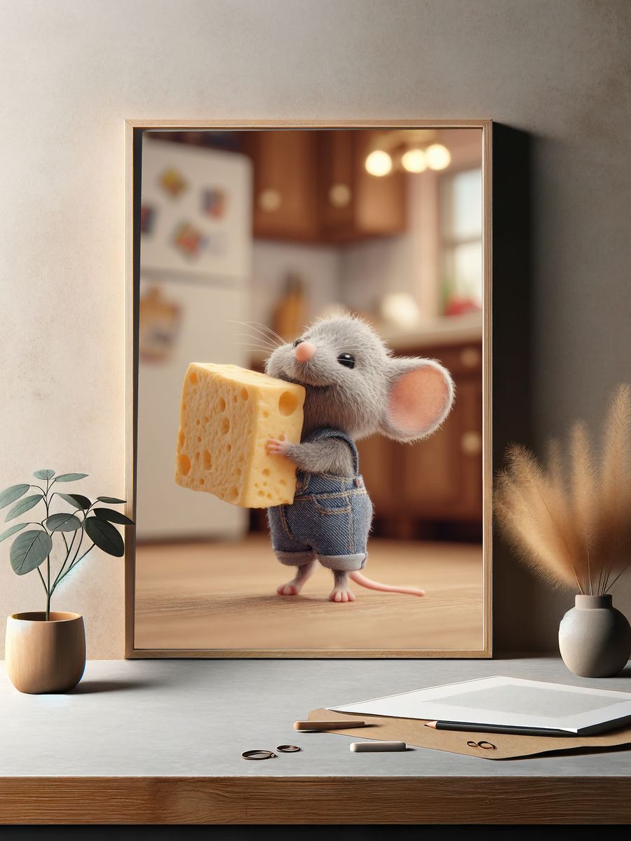 Cheese Mouse Illustration Poster. — room view 2