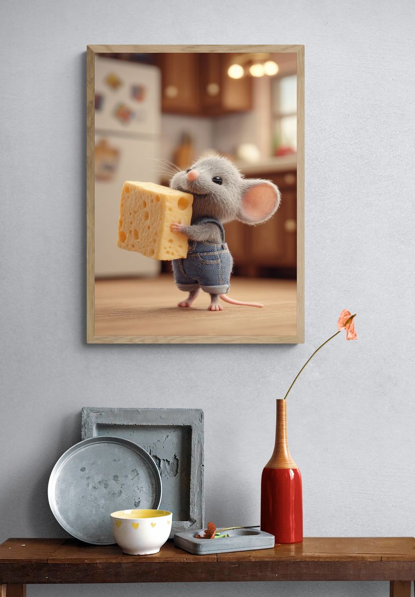 Cheese Mouse Illustration Poster. — room view 3