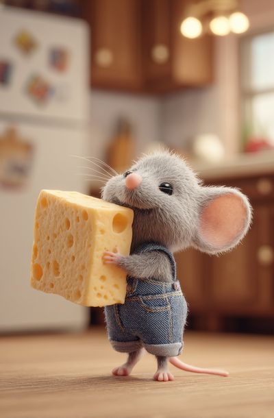 Cheese Mouse Illustration Poster. poster