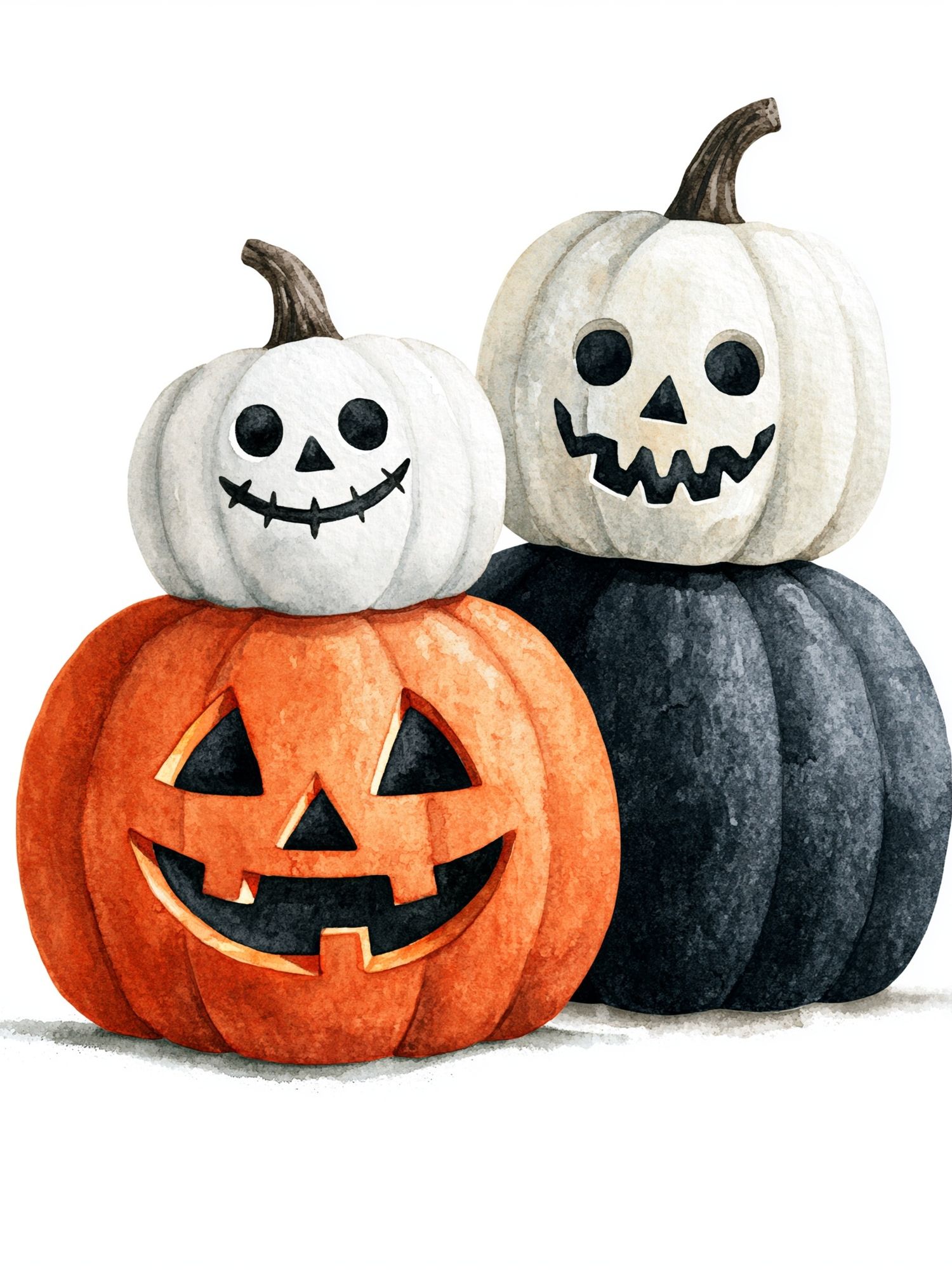 Halloween Pumpkins Watercolor Poster. poster — illustration art