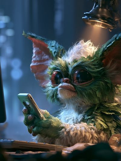Gremlin at the Keyboard Illustration Poster.