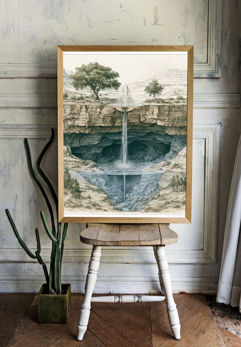 Hidden Waterfall Landscape Print. — room view 1