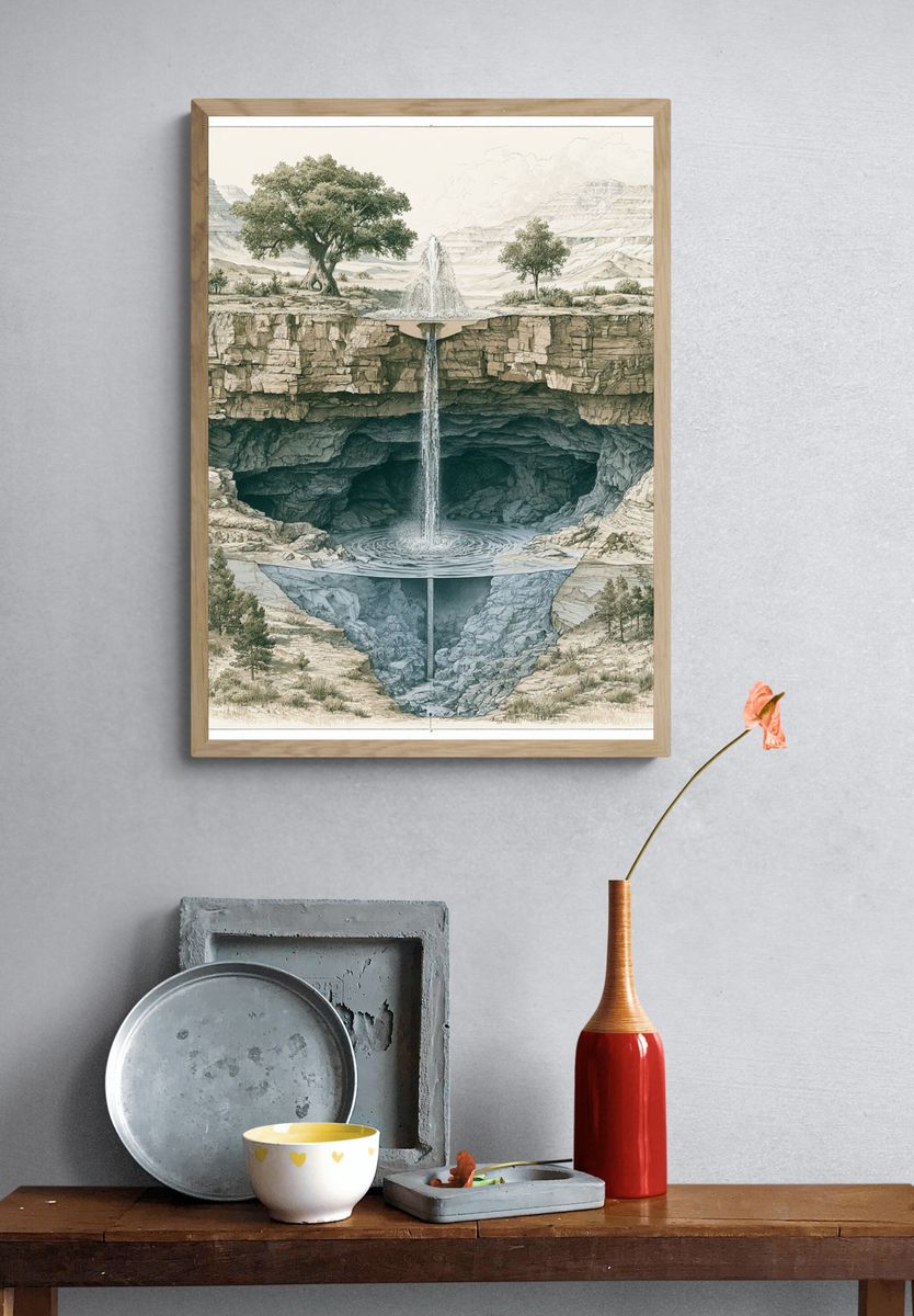 Hidden Waterfall Landscape Print. — room view 3