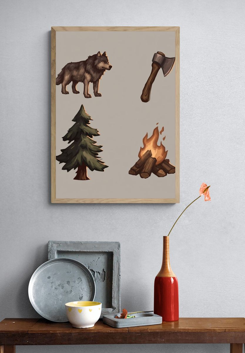 Fairy Girl and Unicorn Illustration Poster. — room view 3