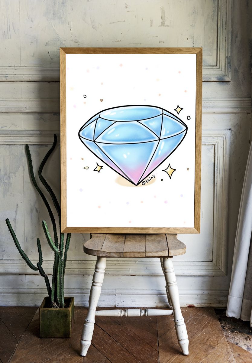 Pastel Diamond Illustration Poster. — room view 1