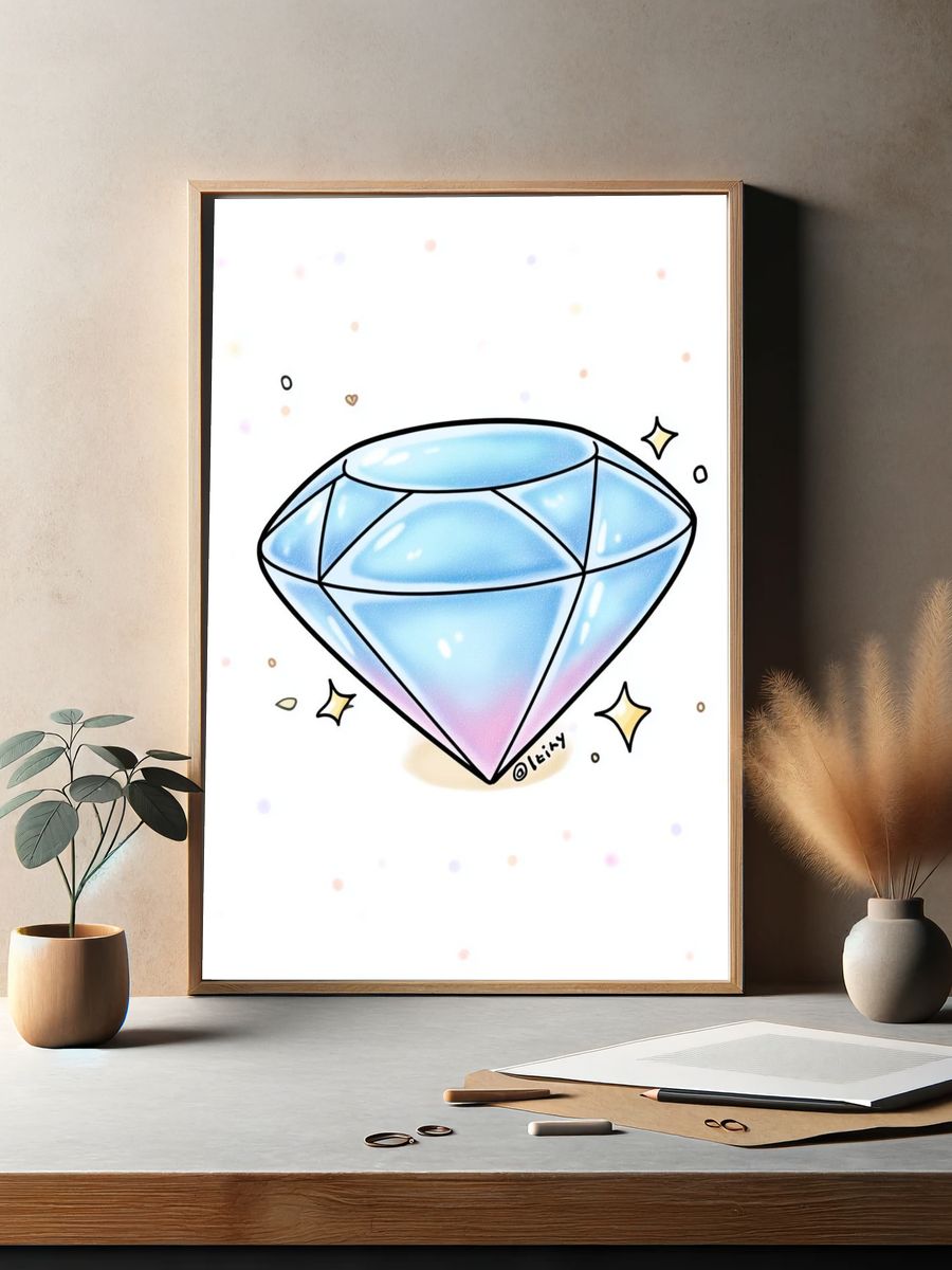 Pastel Diamond Illustration Poster. — room view 2
