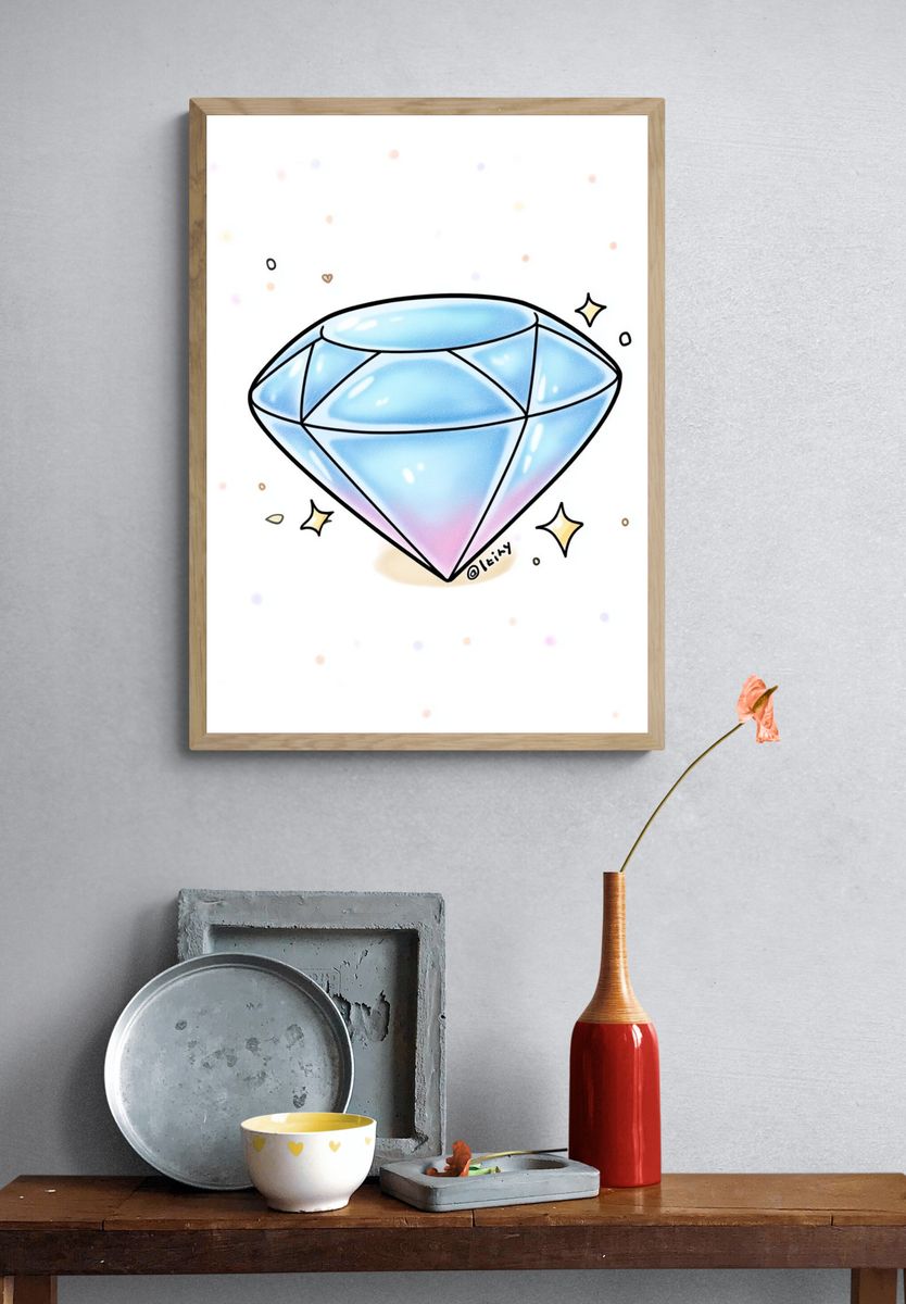 Pastel Diamond Illustration Poster. — room view 3