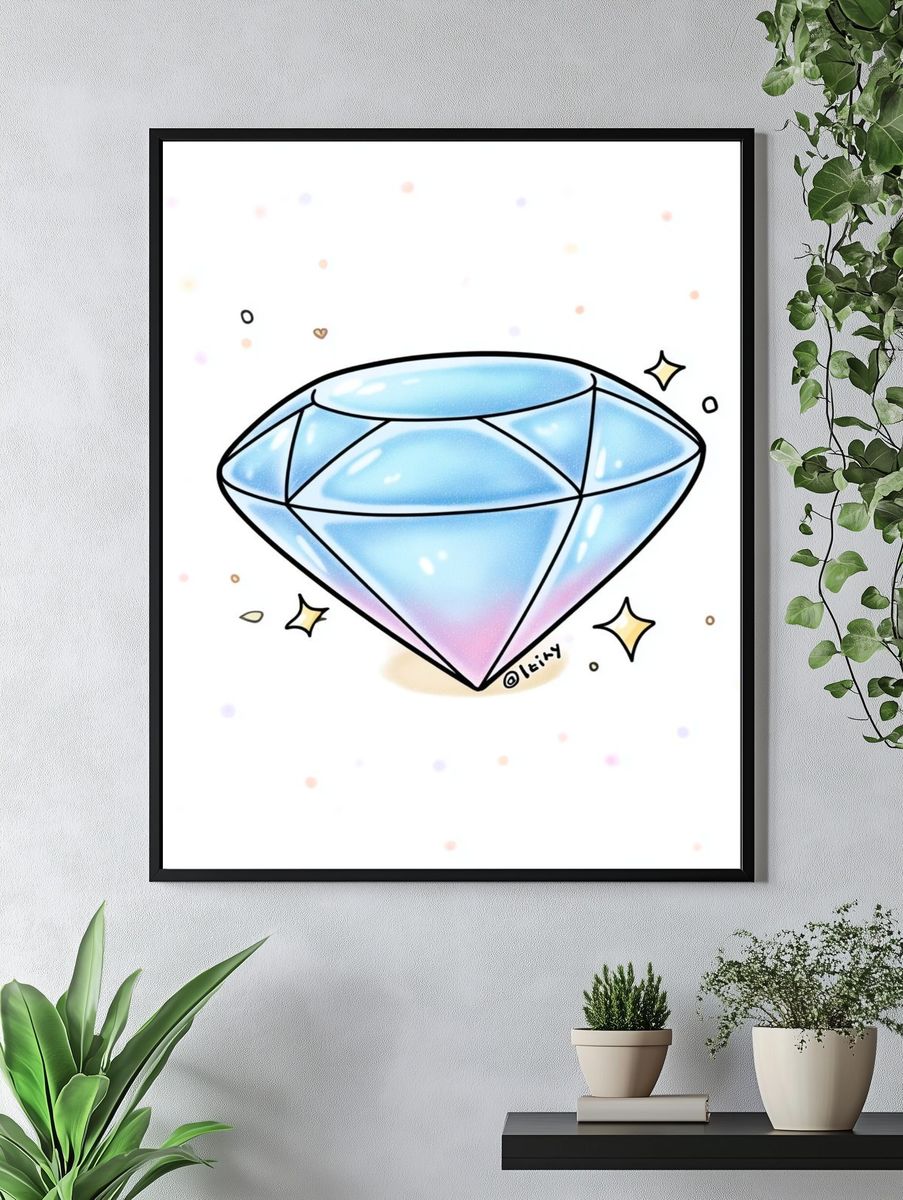 Pastel Diamond Illustration Poster. — room view 4