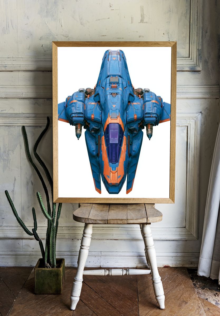 Futuristic Spacecraft Illustration Poster. room preview