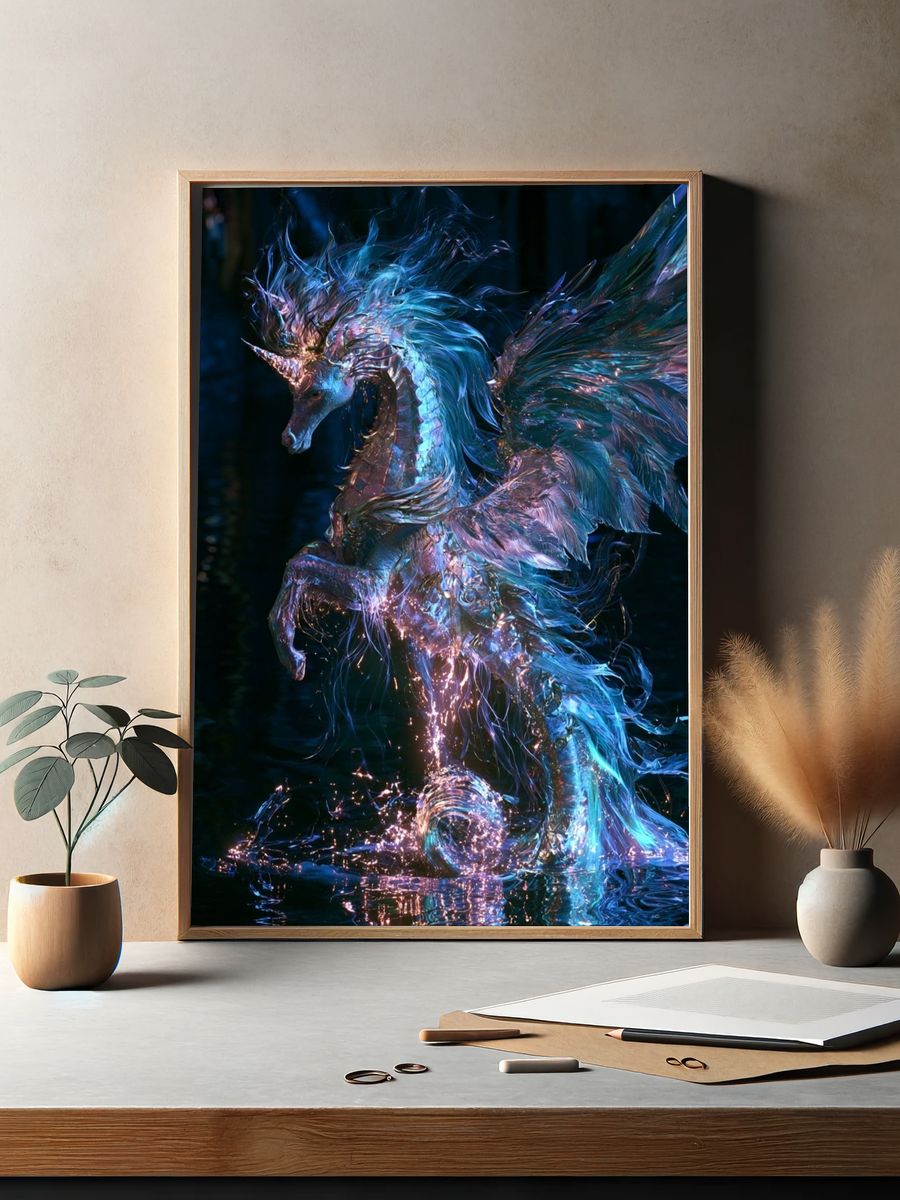 Floating Temple City Illustration Poster. — room view 2