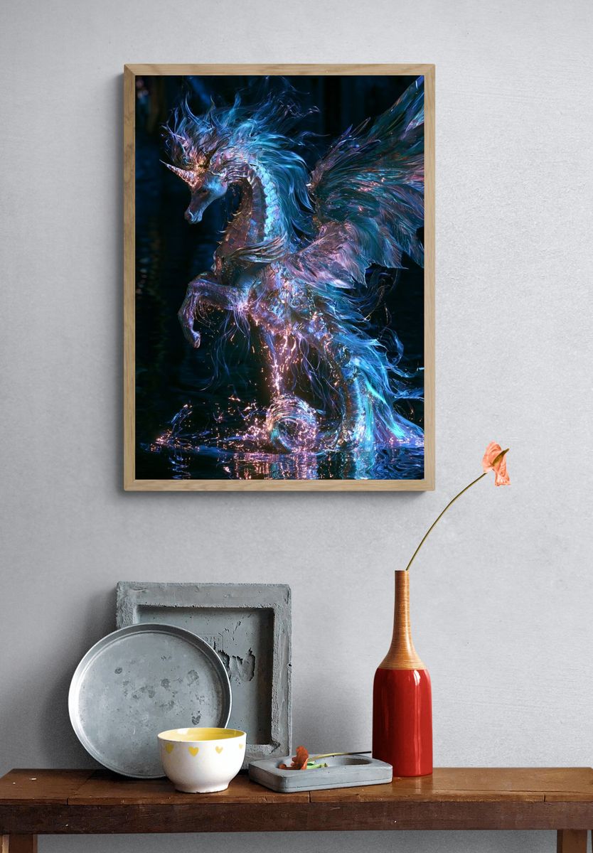 Floating Temple City Illustration Poster. — room view 3