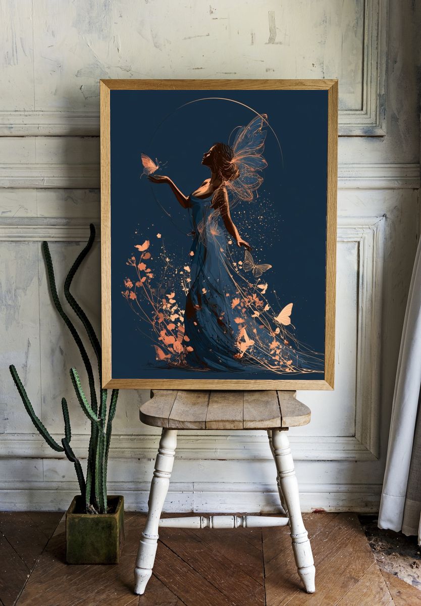 Butterfly Woman Digital Art Poster. room preview