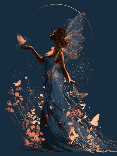 Butterfly Woman Digital Art Poster.