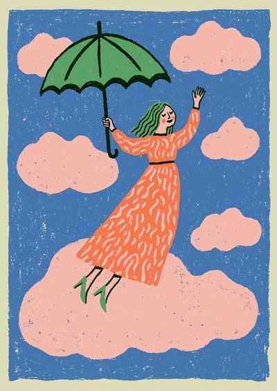 Girl with Umbrella Illustration Poster.