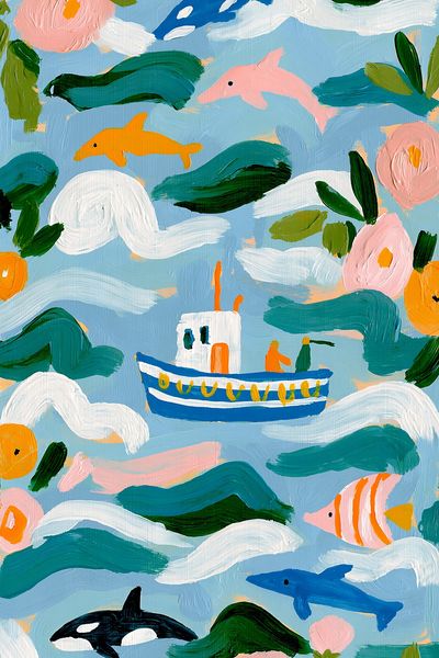 Whimsical Ocean Life Illustration Poster. poster
