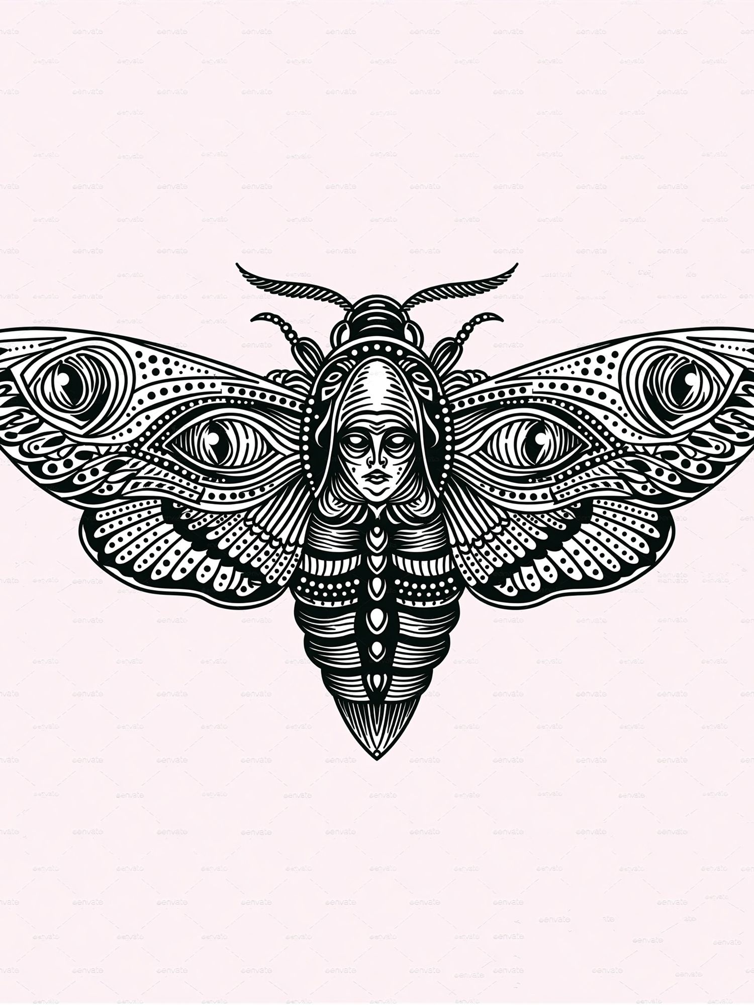 Moth Goddess Line Art Poster. poster — illustration art