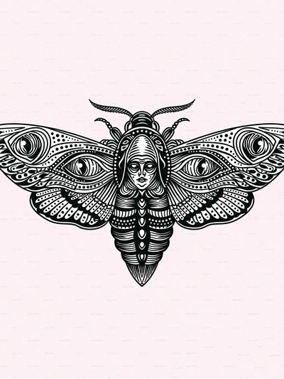 Moth Goddess Line Art Poster.